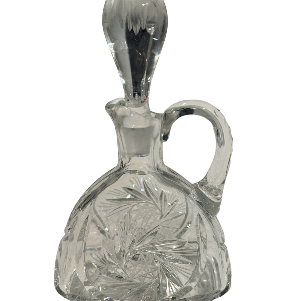 HEAVY VINTAGE CRYSTAL OIL DECANTER.